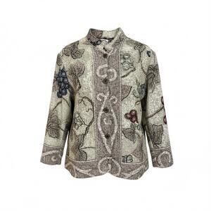 Sugar Street Weavers Jacket Large Multicolor Woven Tapestry Cardigan